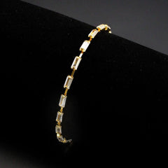 Alamode Gold Brass Bracelet with AAA Grade CZ in Clear - Alamode