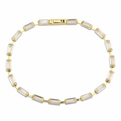 Alamode Gold Brass Bracelet with AAA Grade CZ in Clear - Flyclothing LLC