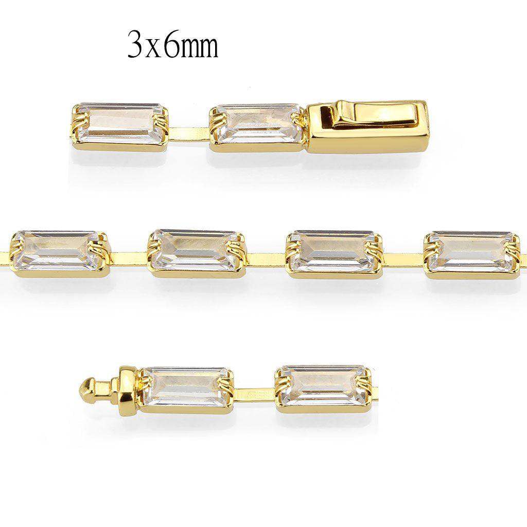 Alamode Gold Brass Bracelet with AAA Grade CZ in Clear - Alamode - Flyclothing LLC