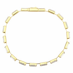Alamode Gold Brass Bracelet with AAA Grade CZ in Clear - Alamode