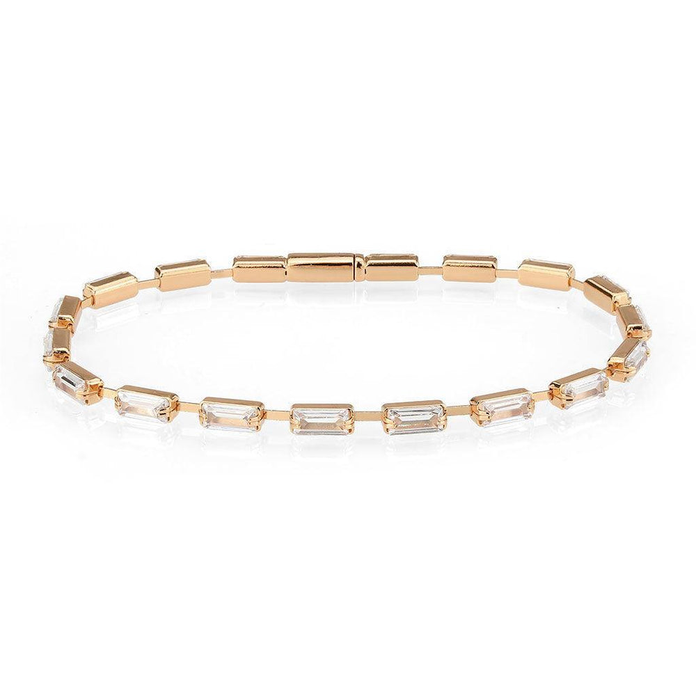Alamode Rose Gold Brass Bracelet with AAA Grade CZ in Clear - Alamode