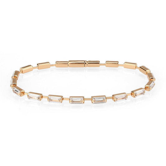 Alamode Rose Gold Brass Bracelet with AAA Grade CZ in Clear - Alamode