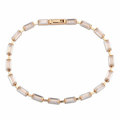 Alamode Rose Gold Brass Bracelet with AAA Grade CZ in Clear - Alamode