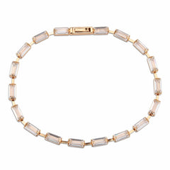 Alamode Rose Gold Brass Bracelet with AAA Grade CZ in Clear - Flyclothing LLC