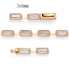 Alamode Rose Gold Brass Bracelet with AAA Grade CZ in Clear - Alamode