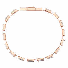 Alamode Rose Gold Brass Bracelet with AAA Grade CZ in Clear - Alamode