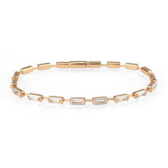 Alamode Rose Gold Brass Bracelet with AAA Grade CZ in Clear - Alamode