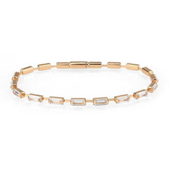 Alamode Rose Gold Brass Bracelet with AAA Grade CZ in Clear - Flyclothing LLC