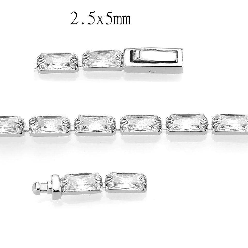 Alamode Rhodium Brass Bracelet with AAA Grade CZ in Clear - Alamode - Flyclothing LLC