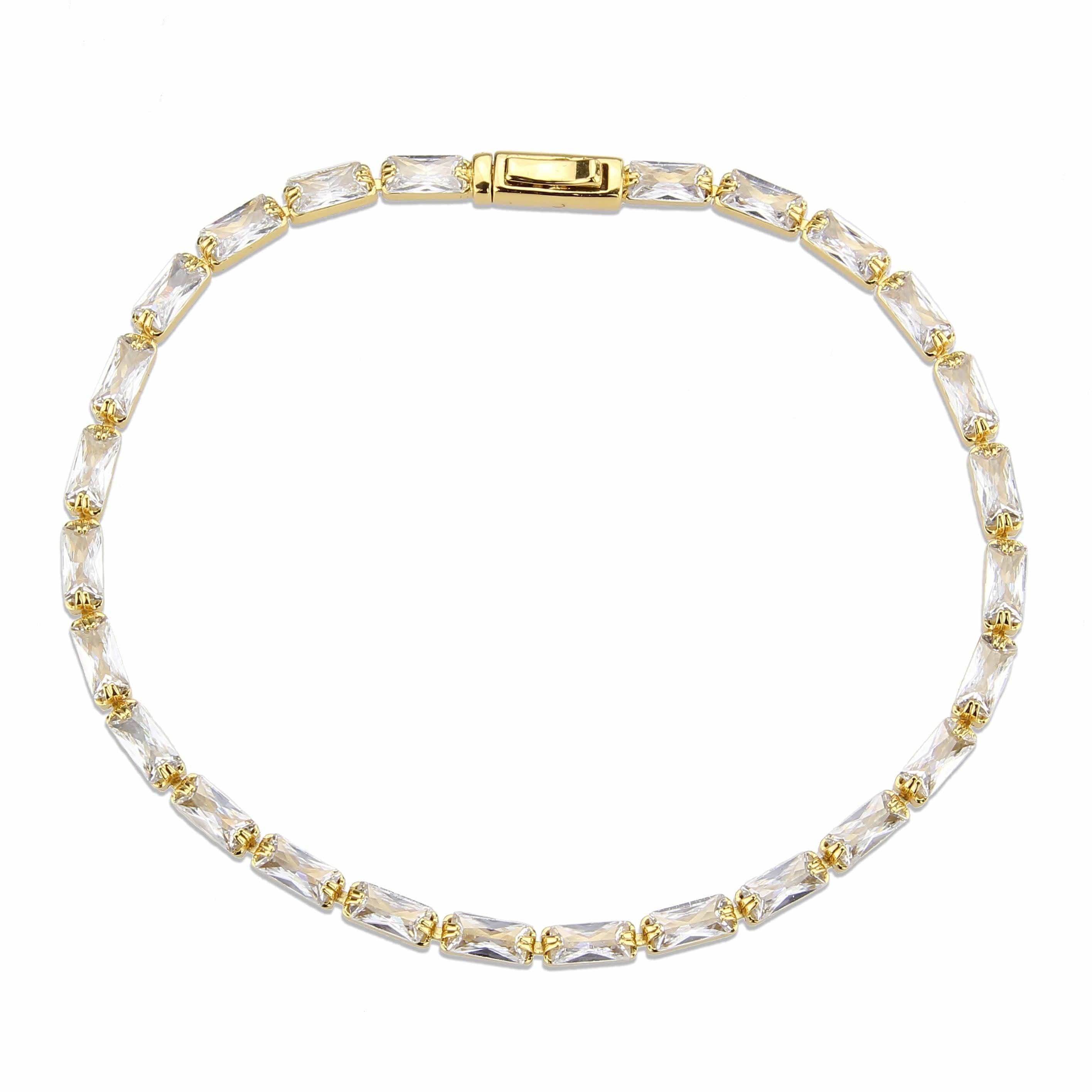 Alamode Gold Brass Bracelet with AAA Grade CZ in Clear - Alamode