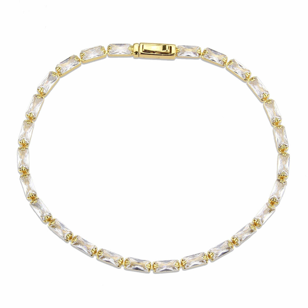 Alamode Gold Brass Bracelet with AAA Grade CZ in Clear - Alamode - Flyclothing LLC