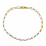 Alamode Gold Brass Bracelet with AAA Grade CZ in Clear - Alamode