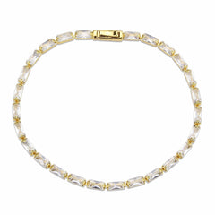 Alamode Gold Brass Bracelet with AAA Grade CZ in Clear - Alamode