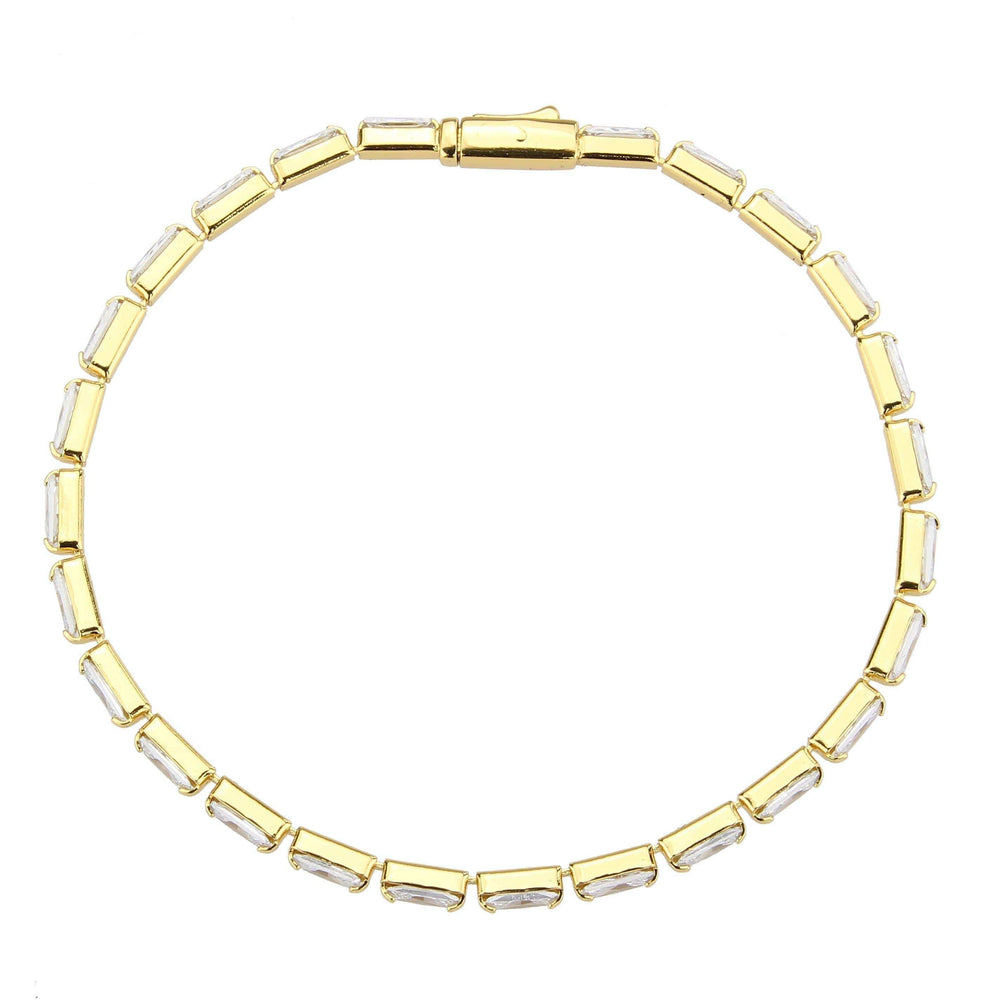 Alamode Gold Brass Bracelet with AAA Grade CZ in Clear - Alamode - Flyclothing LLC