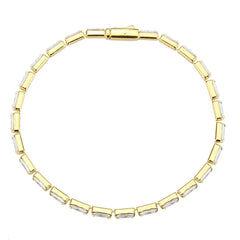 Alamode Gold Brass Bracelet with AAA Grade CZ in Clear - Alamode