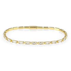 Alamode Gold Brass Bracelet with AAA Grade CZ in Clear - Alamode
