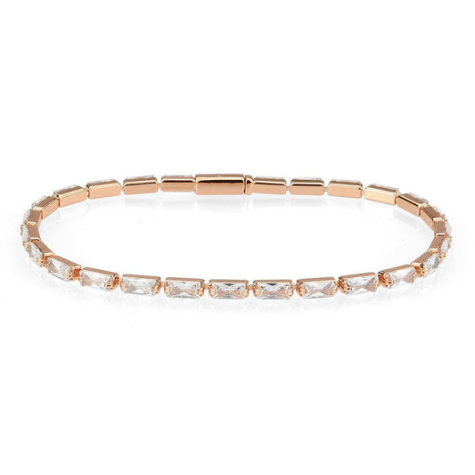 Alamode Rose Gold Brass Bracelet with AAA Grade CZ in Clear - Alamode