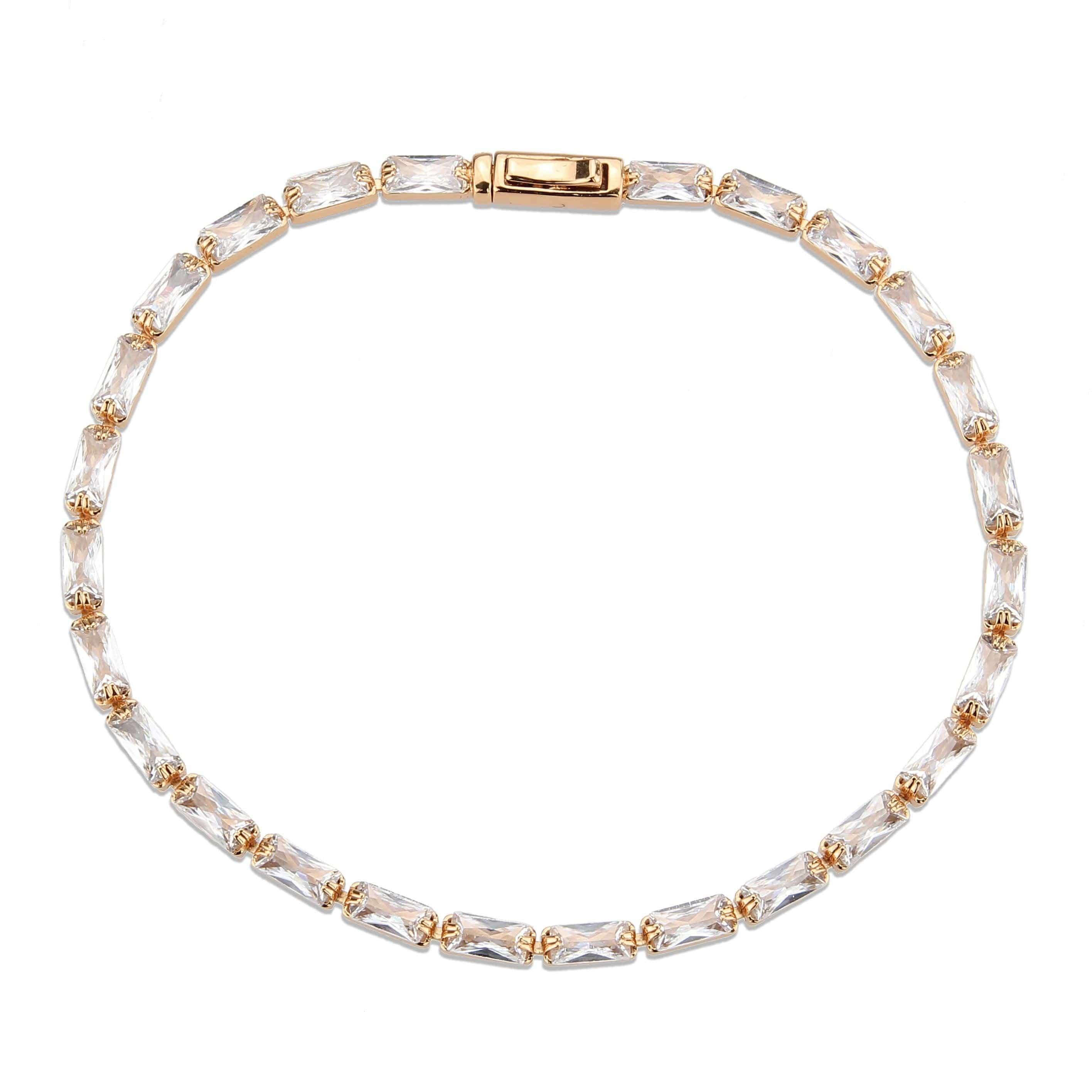 Alamode Rose Gold Brass Bracelet with AAA Grade CZ in Clear - Alamode