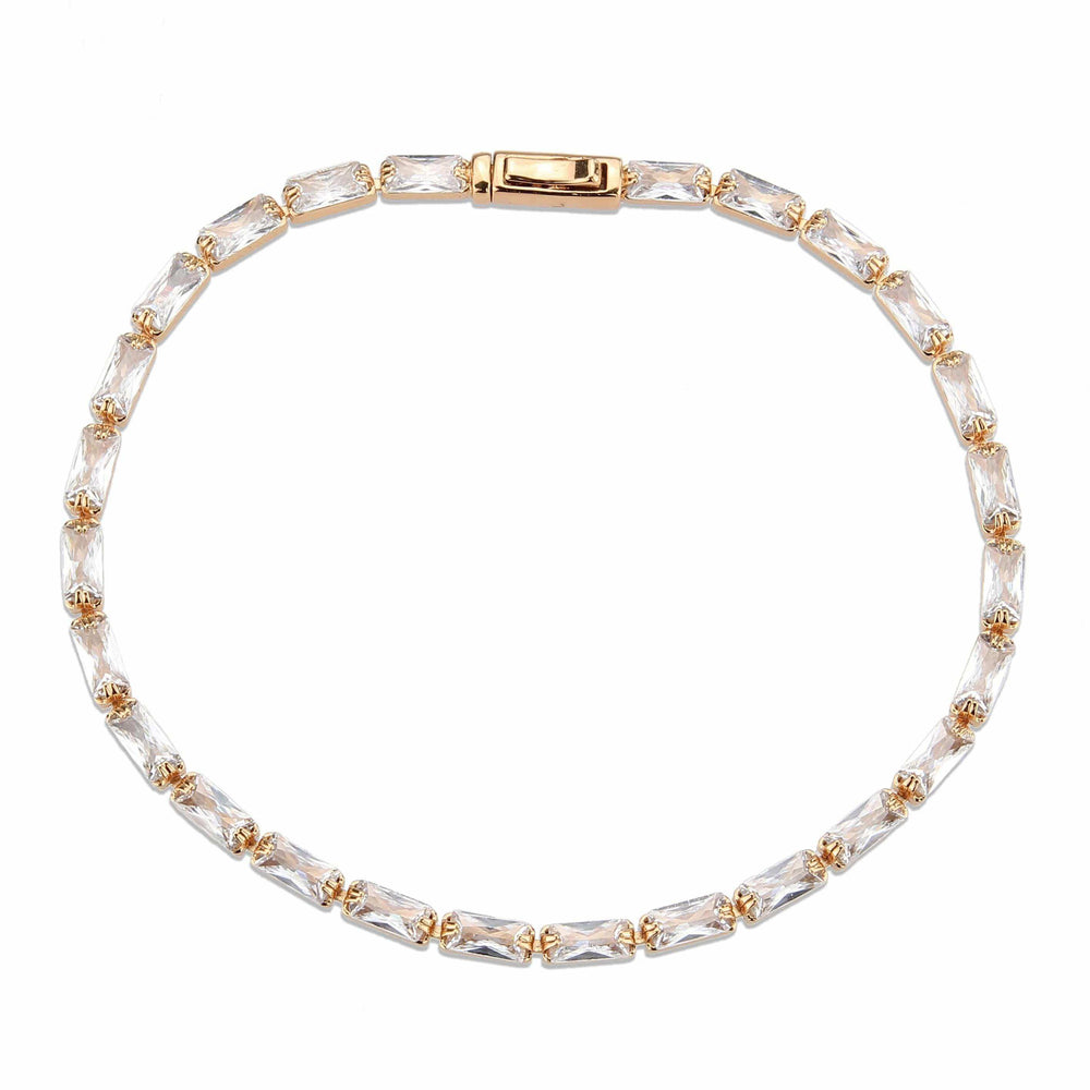 Alamode Rose Gold Brass Bracelet with AAA Grade CZ in Clear - Alamode - Flyclothing LLC