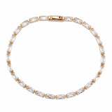 Alamode Rose Gold Brass Bracelet with AAA Grade CZ in Clear - Alamode