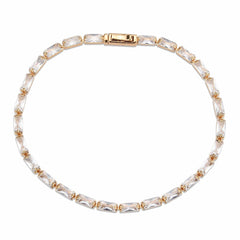 Alamode Rose Gold Brass Bracelet with AAA Grade CZ in Clear - Alamode