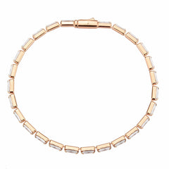 Alamode Rose Gold Brass Bracelet with AAA Grade CZ in Clear - Alamode