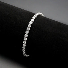 Alamode Rhodium Brass Bracelet with AAA Grade CZ in Clear - Alamode