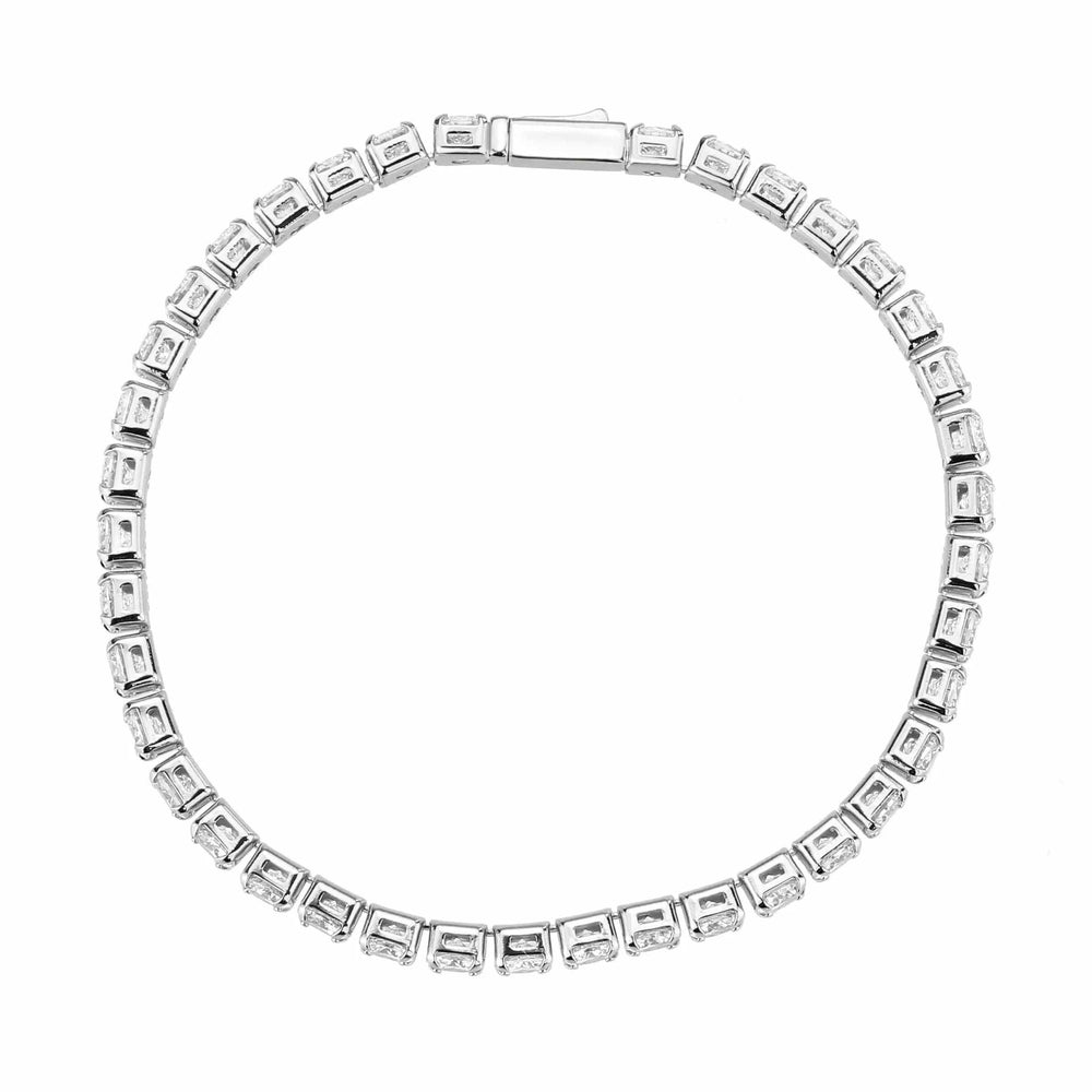Alamode Rhodium Brass Bracelet with AAA Grade CZ in Clear - Alamode - Flyclothing LLC