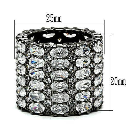 Alamode Ruthenium Brass Ring with AAA Grade CZ in Clear - Alamode - Flyclothing LLC