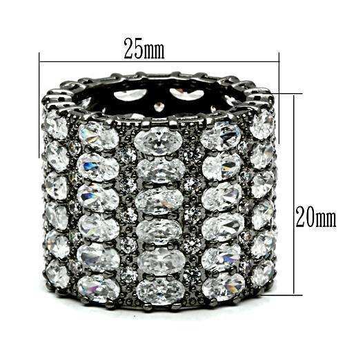 Alamode Ruthenium Brass Ring with AAA Grade CZ in Clear - Alamode - Flyclothing LLC