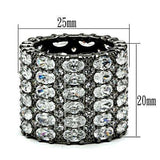 Alamode Ruthenium Brass Ring with AAA Grade CZ in Clear - Alamode - Flyclothing LLC
