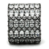 Alamode Ruthenium Brass Ring with AAA Grade CZ in Clear - Alamode - Flyclothing LLC