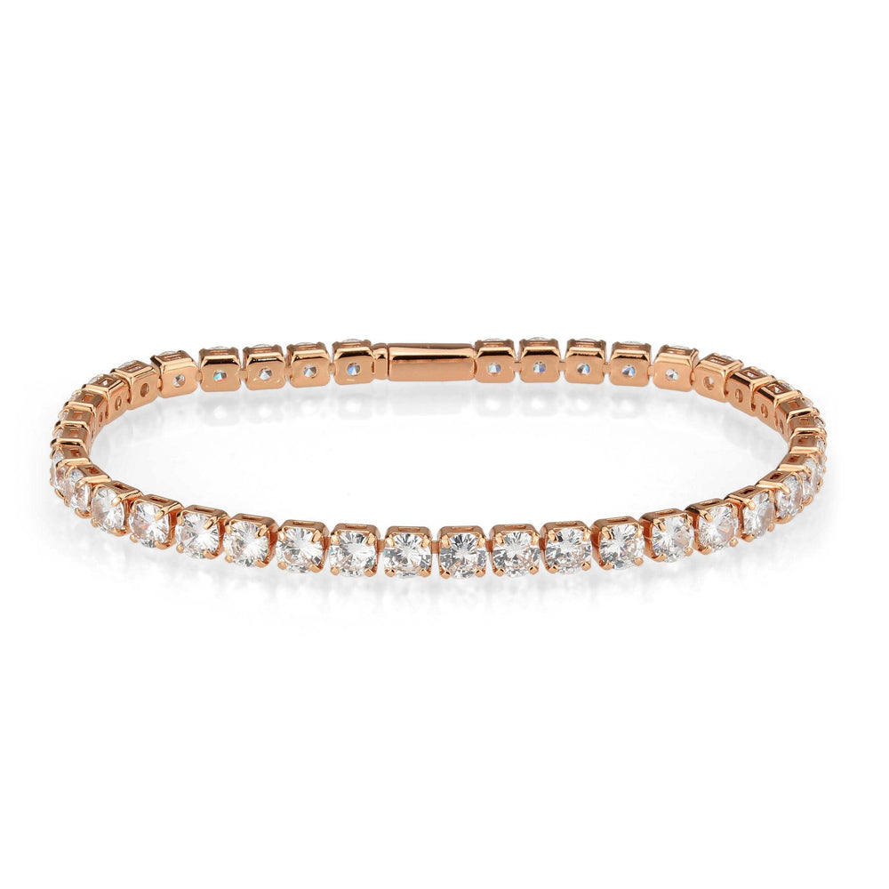 Alamode Rose Gold Brass Bracelet with AAA Grade CZ in Clear - Alamode