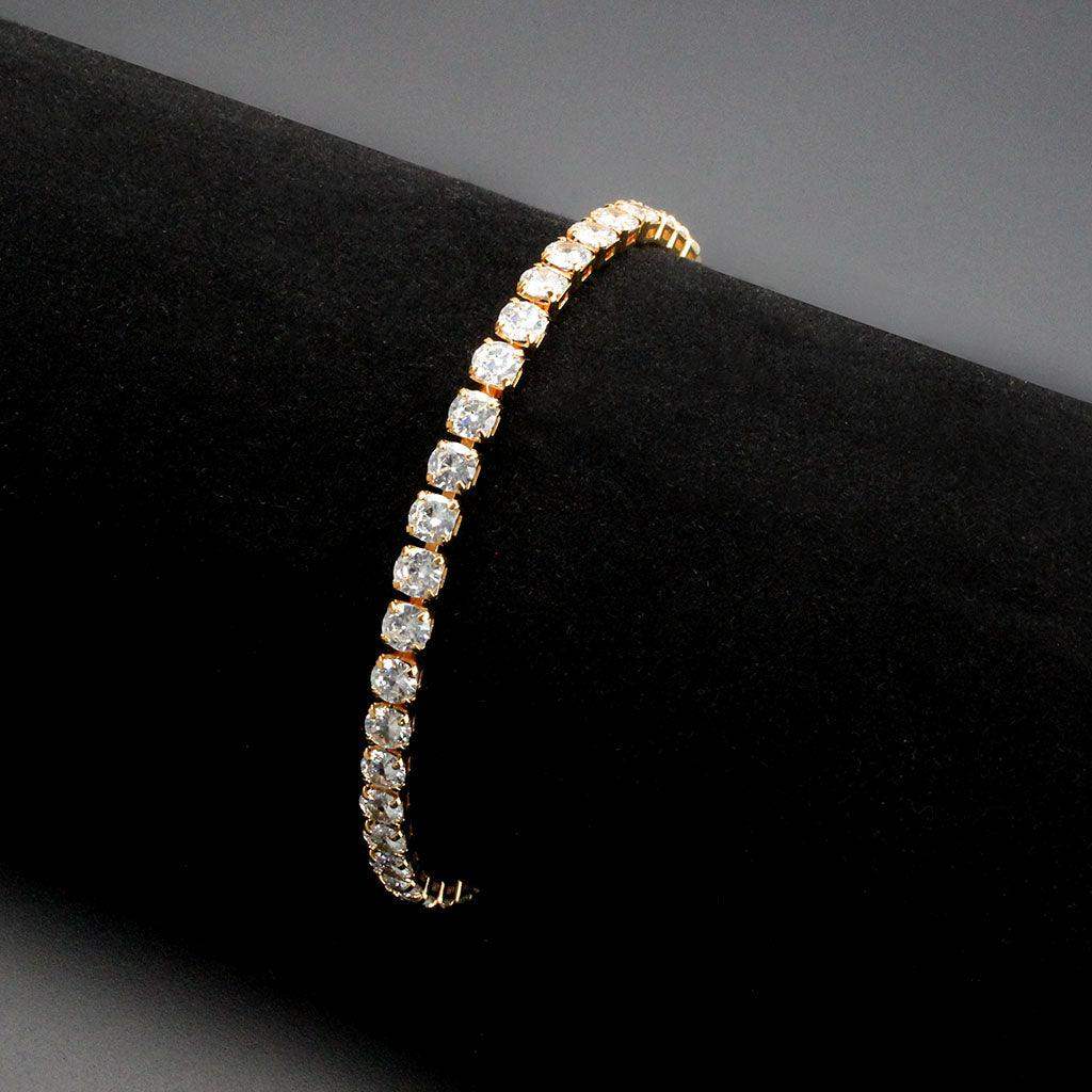 Alamode Rose Gold Brass Bracelet with AAA Grade CZ in Clear - Alamode - Flyclothing LLC
