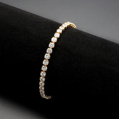 Alamode Rose Gold Brass Bracelet with AAA Grade CZ in Clear - Flyclothing LLC