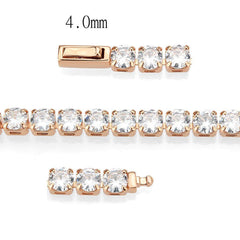 Alamode Rose Gold Brass Bracelet with AAA Grade CZ in Clear - Alamode