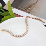 Alamode Rose Gold Brass Bracelet with AAA Grade CZ in Clear - Alamode - Flyclothing LLC