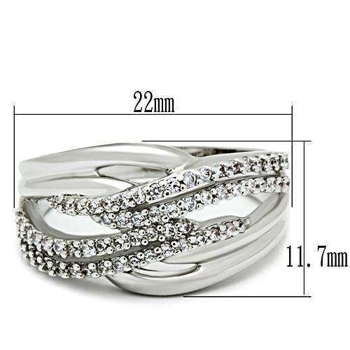 Alamode Rhodium Brass Ring with AAA Grade CZ in Clear - Alamode - Flyclothing LLC