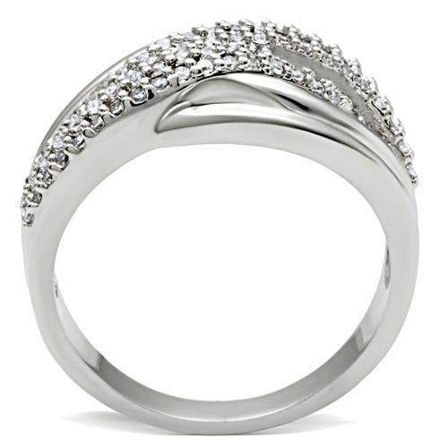 Alamode Rhodium Brass Ring with AAA Grade CZ in Clear - Alamode - Flyclothing LLC