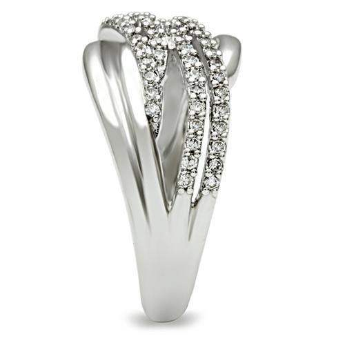 Alamode Rhodium Brass Ring with AAA Grade CZ in Clear - Alamode - Flyclothing LLC