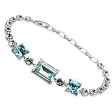 Alamode Rhodium Brass Bracelet with Top Grade Crystal in Sea Blue - Alamode