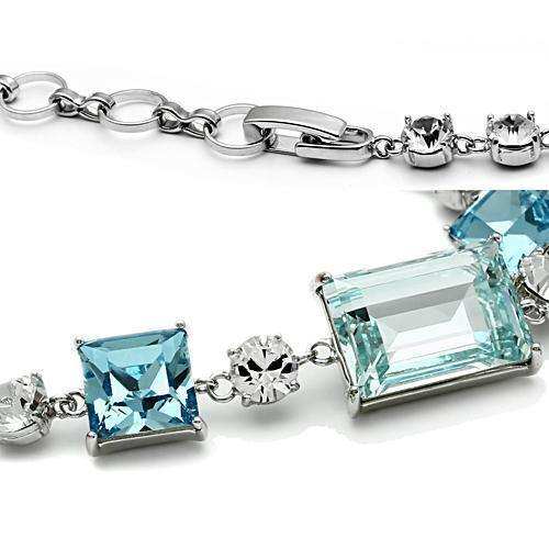 Alamode Rhodium Brass Bracelet with Top Grade Crystal in Sea Blue - Alamode - Flyclothing LLC