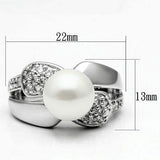 Alamode Rhodium Brass Ring with Synthetic Pearl in White - Alamode - Flyclothing LLC