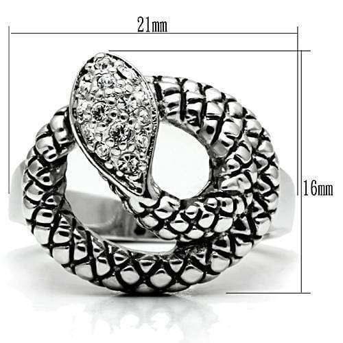 Alamode Rhodium Brass Ring with Top Grade Crystal in Clear - Alamode - Flyclothing LLC