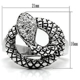 Alamode Rhodium Brass Ring with Top Grade Crystal in Clear - Alamode - Flyclothing LLC
