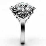 Alamode Rhodium Brass Ring with AAA Grade CZ in Clear - Alamode - Flyclothing LLC