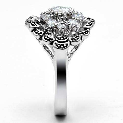 Alamode Rhodium Brass Ring with AAA Grade CZ in Clear - Alamode - Flyclothing LLC