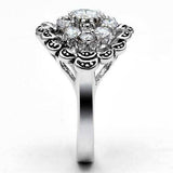 Alamode Rhodium Brass Ring with AAA Grade CZ in Clear - Alamode - Flyclothing LLC