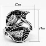 Alamode Rhodium Brass Ring with AAA Grade CZ in Clear - Alamode