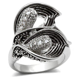 Alamode Rhodium Brass Ring with AAA Grade CZ in Clear - Alamode - Flyclothing LLC